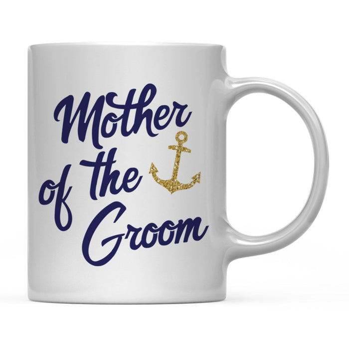 Nautical Theme Anchor Navy Blue Faux Gold Glitter Coffee Mug-Set of 1-Andaz Press-Mother Groom-