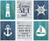 Nautical Theme Nursery Hanging Wall Art, Blue Aqua Rustic Wood, Let Your Dreams Set Sail-Set of 6-Andaz Press-
