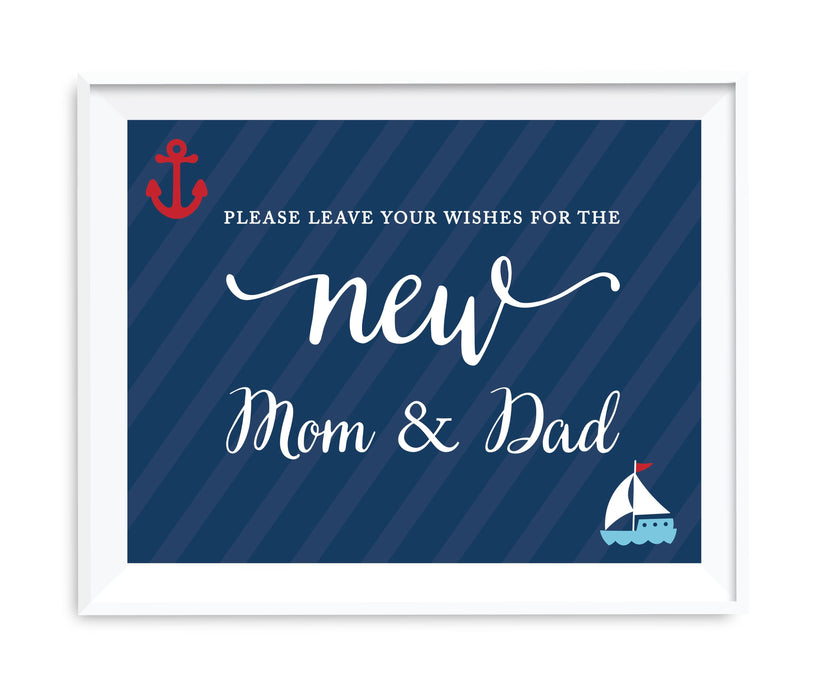 Nautical Theme Table Party Signs-Set of 1-Andaz Press-Please Leave Your Wishes for the New Mom & Dad-