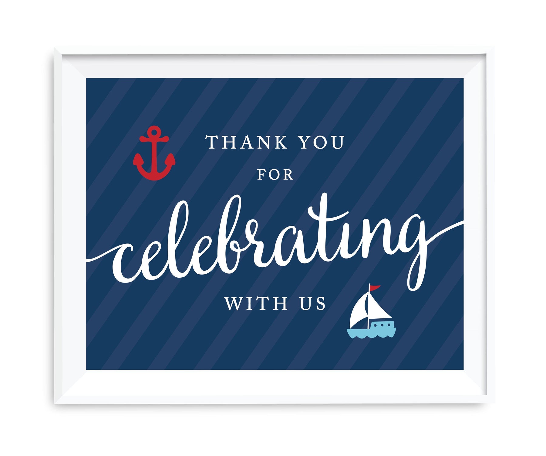 Nautical Theme Table Party Signs-Set of 1-Andaz Press-Thank You For Celebrating With Us!-