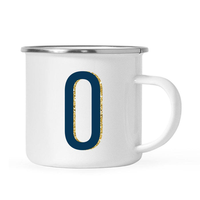 Navy Blue Faux Gold Glitter Monogram Campfire Coffee Mug-Set of 1-Andaz Press-A-