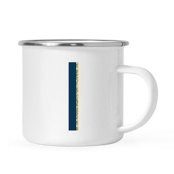 Navy Blue Faux Gold Glitter Monogram Campfire Coffee Mug-Set of 1-Andaz Press-I-
