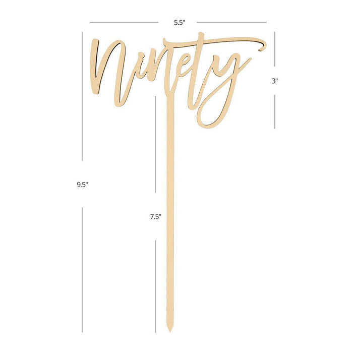 Ninety Laser Cut Wood Cake Topper-Set of 1-Andaz Press-