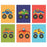 Nursery Boys Room Wall Art, Bright Colorful Monster Trucks with Animals-Set of 6-Andaz Press-