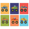 Nursery Boys Room Wall Art, Bright Colorful Monster Trucks with Animals-Set of 6-Andaz Press-