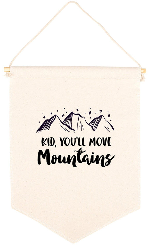 Nursery Canvas Tapestry Wall Hanging Banner - 20 Designs-Set of 1-Andaz Press-Kid, You'll Move Mountains-