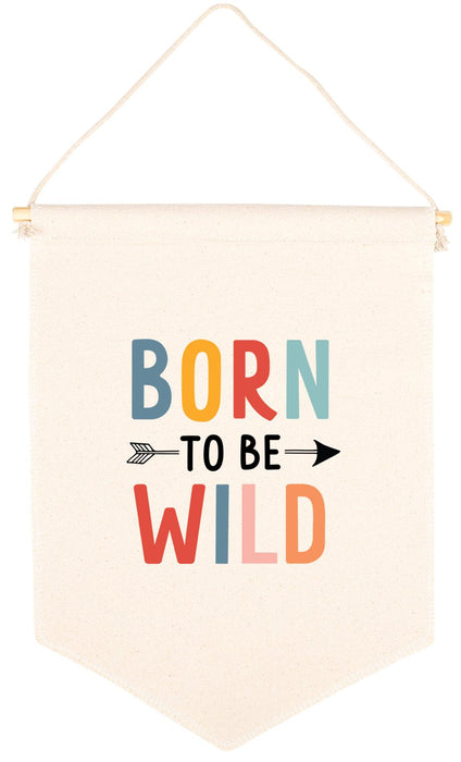 Nursery Canvas Tapestry Wall Hanging Banner - 35 Designs-Set of 1-Andaz Press-Born To Be Wild-