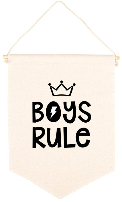 Nursery Canvas Tapestry Wall Hanging Banner - 35 Designs-Set of 1-Andaz Press-Boys Rule-
