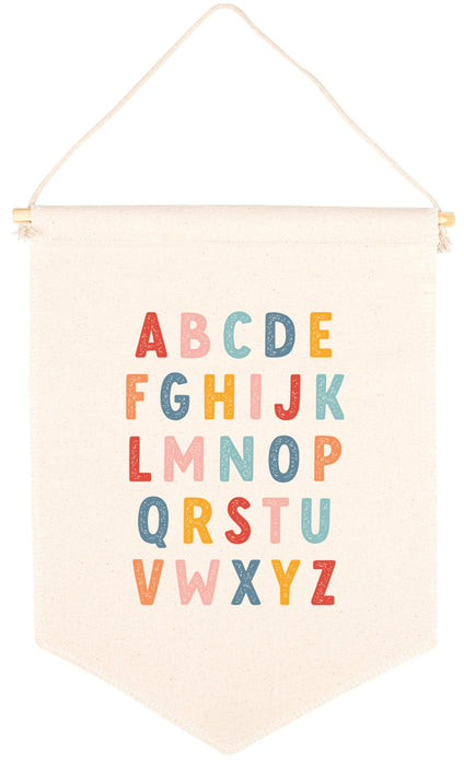 Nursery Canvas Tapestry Wall Hanging Banner - 35 Designs-Set of 1-Andaz Press-Colorful Alphabet-