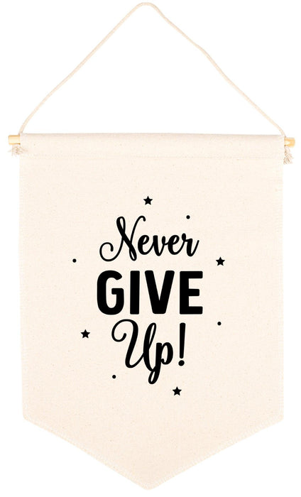 Nursery Canvas Tapestry Wall Hanging Banner - 35 Designs-Set of 1-Andaz Press-Never Give Up-