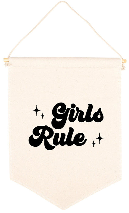 Nursery Canvas Tapestry Wall Hanging Banner - 35 Designs-Set of 1-Andaz Press-Retro Girls Rule-
