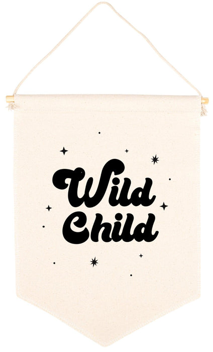 Nursery Canvas Tapestry Wall Hanging Banner - 35 Designs-Set of 1-Andaz Press-Retro Wild Child-