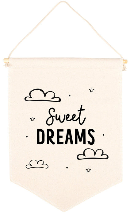 Nursery Canvas Tapestry Wall Hanging Banner - 35 Designs-Set of 1-Andaz Press-Sweet Dreams-