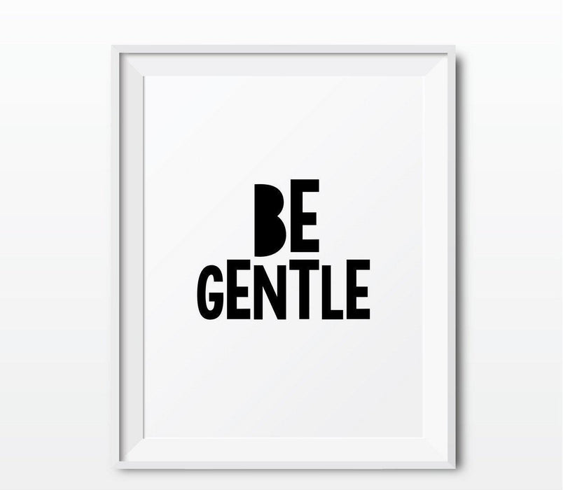 Nursery Kids Room Wall Art, Modern Black and White-Set of 2-Andaz Press-Be Gentle, Be Graceful-