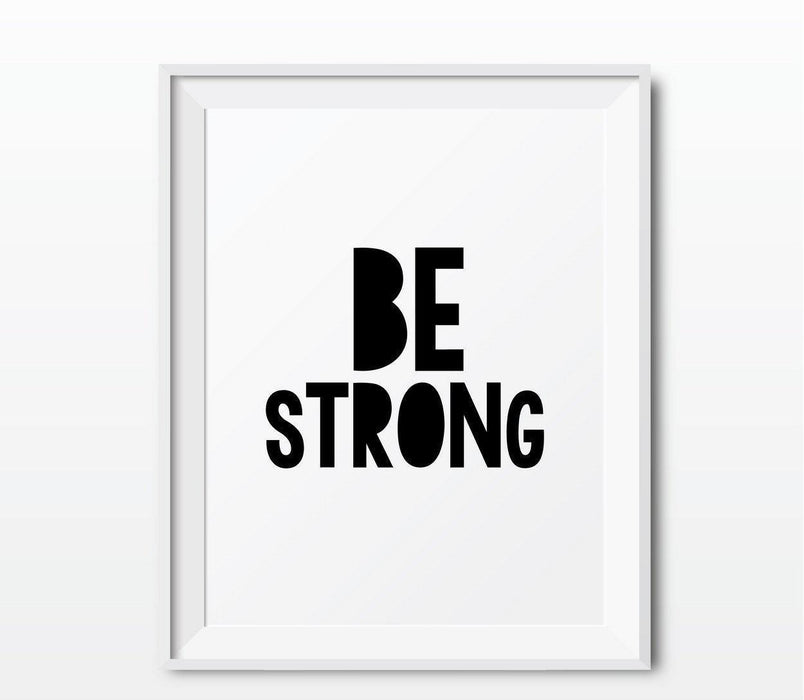 Nursery Kids Room Wall Art, Modern Black and White-Set of 2-Andaz Press-Be Strong, Be Brave-