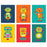 Nursery Nerdy Geeky Room Wall Art, Bright Colorful Robots with Gears-Set of 6-Andaz Press-