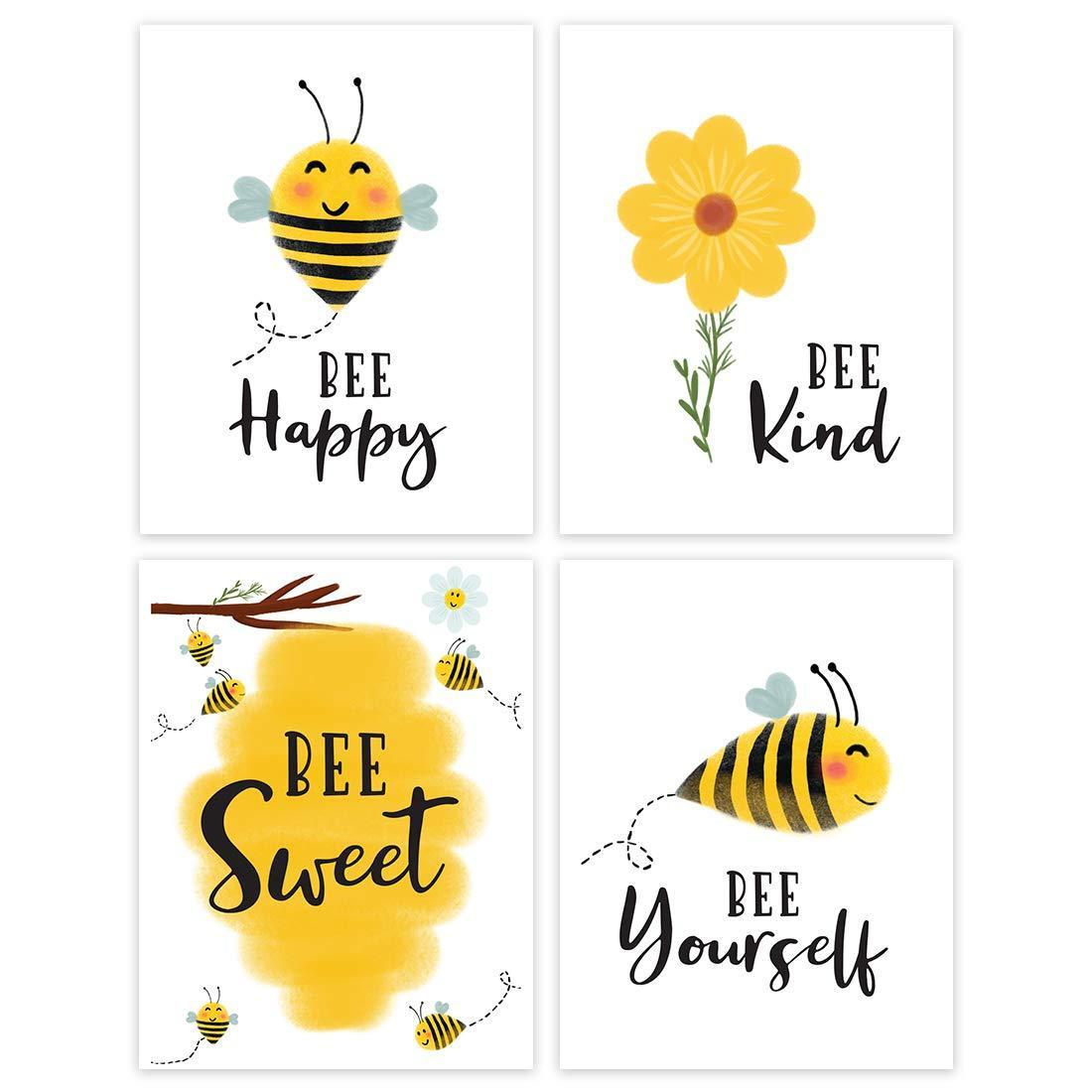 Nursery Room Art Wall Art, Honey Bee Theme, Bee Kind, Bee Yourself | Andaz Press