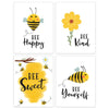 Nursery Room Art Wall Art, Honey Bee Theme, Bee Kind, Bee Yourself-Set of 4-Andaz Press-