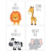 Nursery Room Wall Art, Jungle Animals Inspirational Quotes, Lion Giraffe Zebra Elephant-Set of 4-Andaz Press-