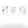 Nursery Room Wall Art, Minimalist Modern Alphabet Numbers Dream Big-Set of 3-Andaz Press-