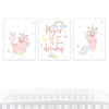 Nursery Room Wall Art, Never Let Go of Your Dreams, Unicorn Graphic-Set of 3-Andaz Press-