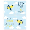 Nursery Room Wall Art, Planes Airplanes, Up Up & Away, Fly High Little One-Set of 4-Andaz Press-