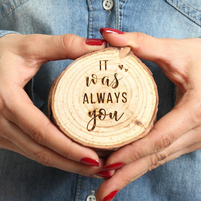 Oak Wood Engraved Ring Box-Set of 1-Koyal Wholesale-Forever Yours-