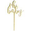 Oh Baby Mirror Acrylic Cake Toppers-Set of 1-Andaz Press-Gold-