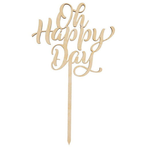 Oh Happy Day Laser Cut Wood Cake Topper-Set of 1-Andaz Press-
