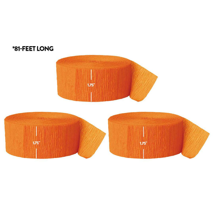 Orange Crepe Paper Streamer Hanging Decorative Kit-Set of 3-Andaz Press-
