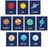 Outer Space Galaxy Planets Theme Nursery Hanging Wall Art, Sun, Moon, Earth, Mercury, Mars, Venus-Set of 10-Andaz Press-