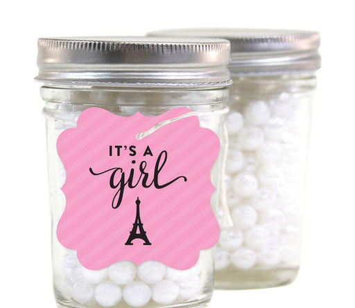 Paris Bonjour Bebe Girl Baby Shower Fancy Frame Gift Tags-Set of 24-Andaz Press-Thank You For Celebrating With Us!-