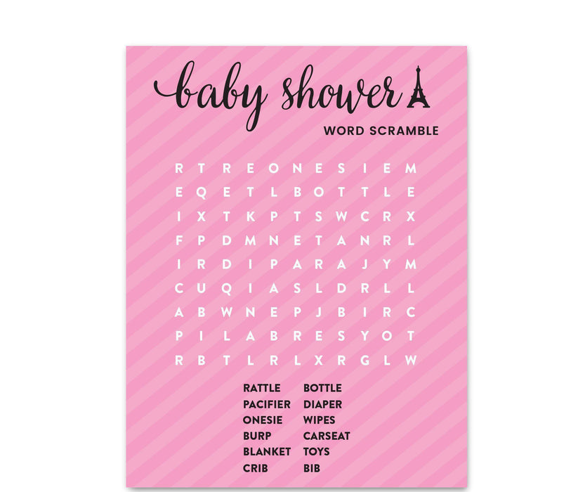 Paris Bonjour Bebe Girl Baby Shower Games & Fun Activities-Set of 30-Andaz Press-Scratch Off Game Cards-