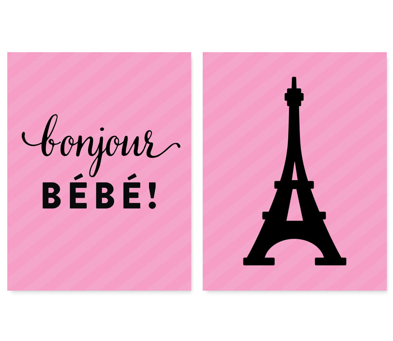 Paris Bonjour Bebe Girl Baby Shower Party Signs & Banner Decorations-Set of 20-Andaz Press-