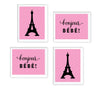 Paris Bonjour Bebe Girl Baby Shower Party Signs & Graphic Decorations-Set of 4-Andaz Press-