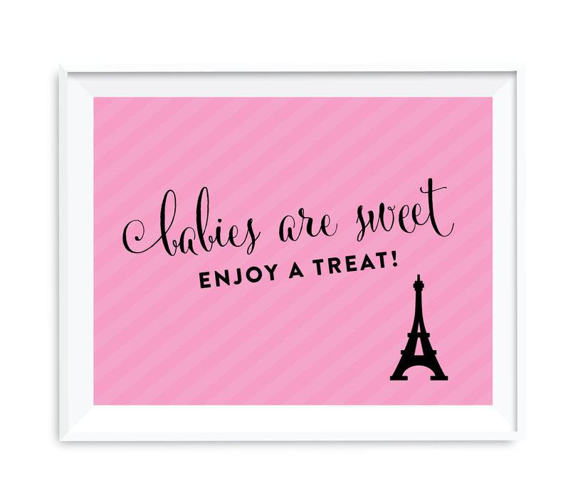Paris Bonjour Bebe Girl Baby Shower Party Signs-Set of 1-Andaz Press-Babies Are Sweet, Enjoy A Treat-