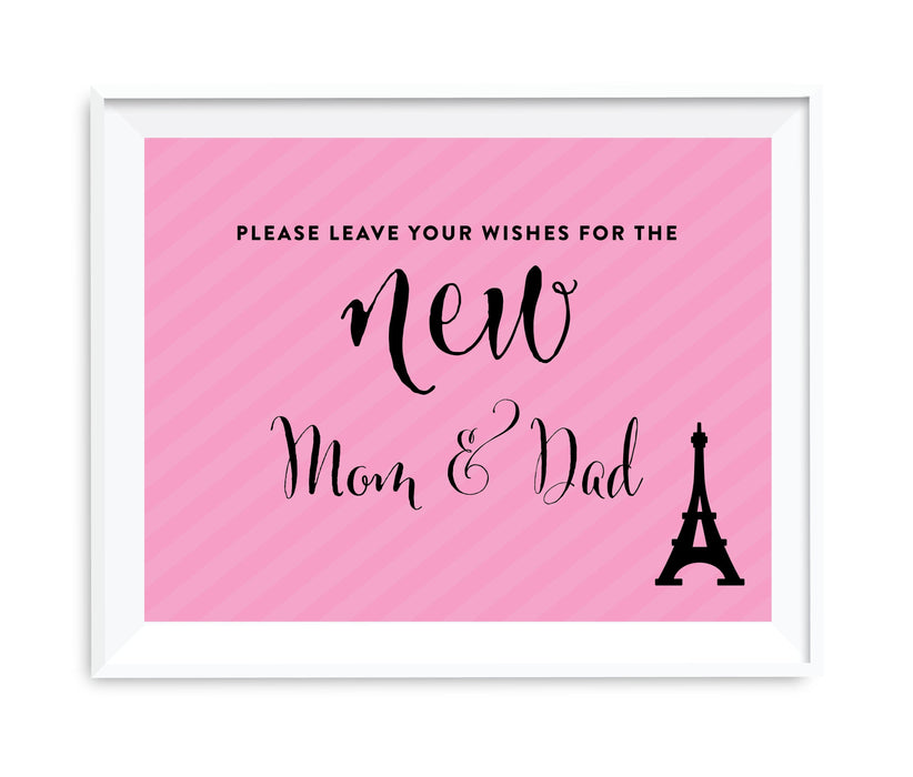 Paris Bonjour Bebe Girl Baby Shower Party Signs-Set of 1-Andaz Press-Leave Wishes For New Mom & Dad-