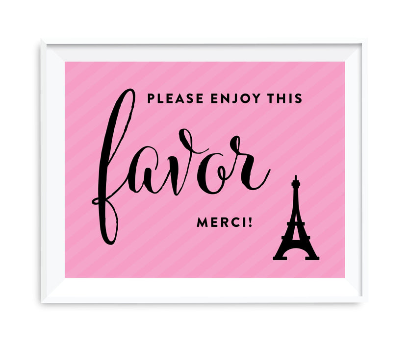 Paris Bonjour Bebe Girl Baby Shower Party Signs-Set of 1-Andaz Press-Please Enjoy This Favor, Thank You-
