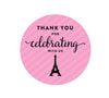 Paris Bonjour Bebe Girl Baby Shower Round Circle Label Stickers-Set of 40-Andaz Press-Thank You For Celebrating With Us!-