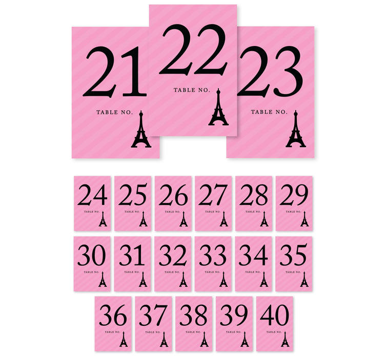 Paris Bonjour Bebe Girl Baby Shower Table Numbers-Set of 20-Andaz Press-21-40-