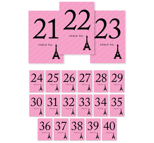 Paris Bonjour Bebe Girl Baby Shower Table Numbers-Set of 20-Andaz Press-1-20-