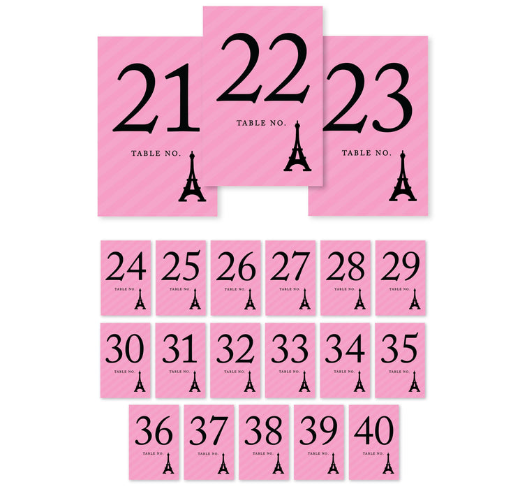 Paris Bonjour Bebe Girl Baby Shower Table Numbers-Set of 20-Andaz Press-1-20-