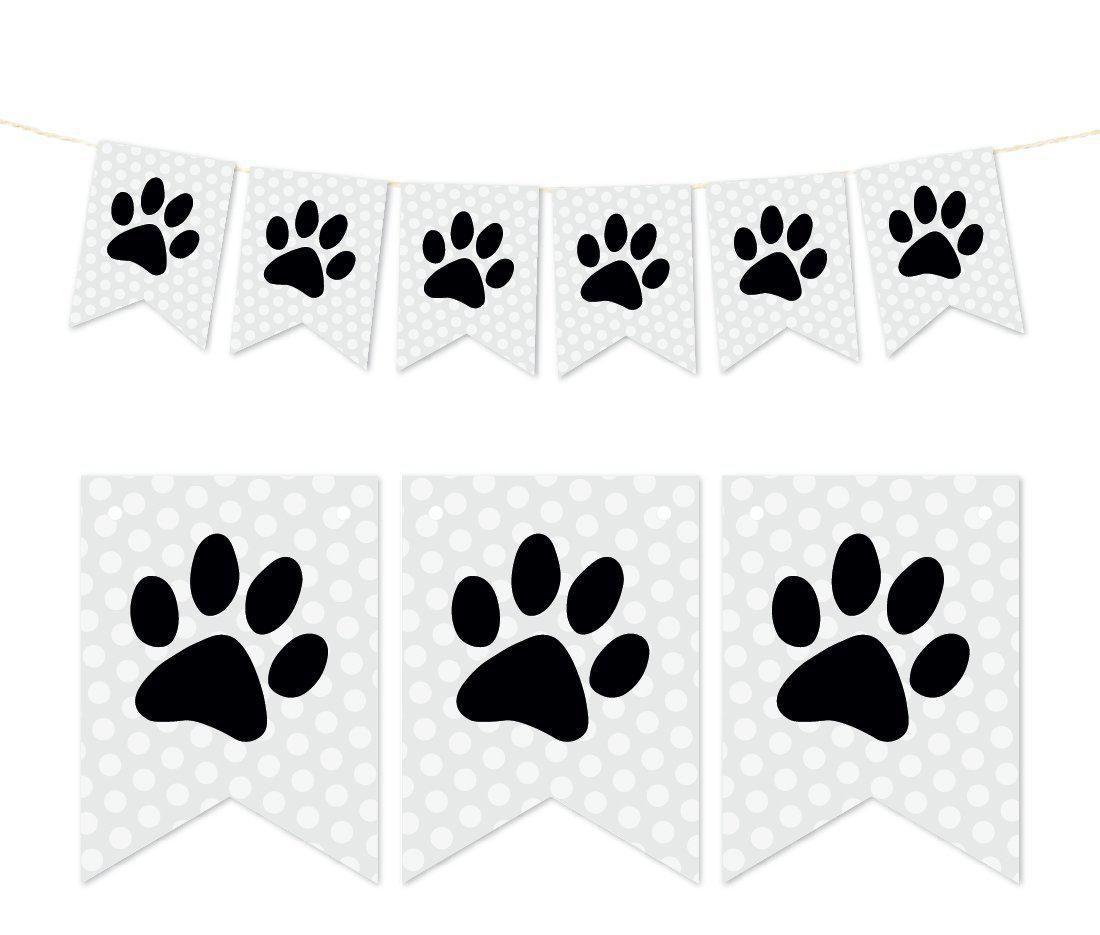 Pennant Party Banner Animal Pawprint Pet Party-Set of 1-Andaz Press-