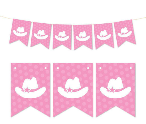 Pennant Party Banner Cowboy Hat-Set of 1-Andaz Press-Pink-