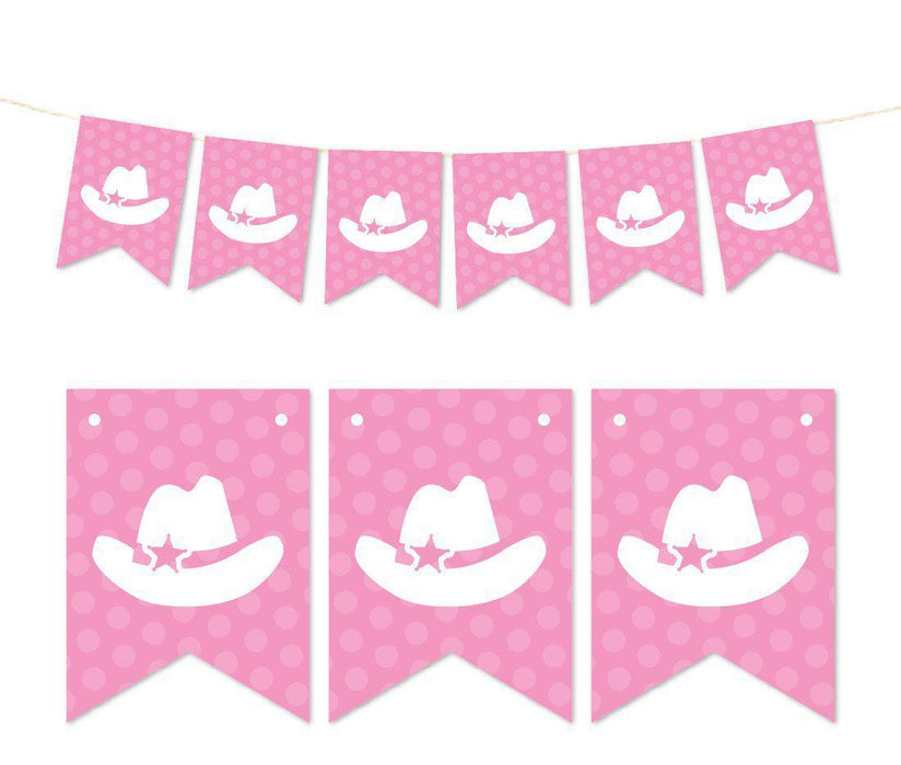 Pennant Party Banner Cowboy Hat-Set of 1-Andaz Press-Pink-
