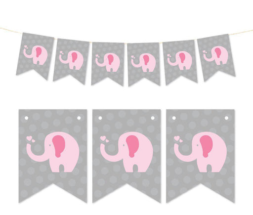 Pennant Party Banner Elephant-Set of 1-Andaz Press-Baby Blue-