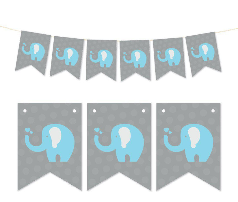 Pennant Party Banner Elephant-Set of 1-Andaz Press-Baby Blue-