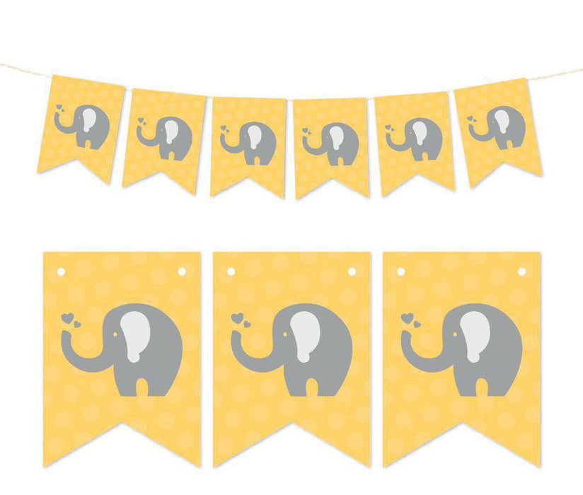 Pennant Party Banner Elephant-Set of 1-Andaz Press-Yellow-