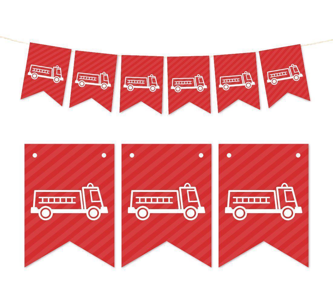 Pennant Party Banner Firetruck-Set of 1-Andaz Press-