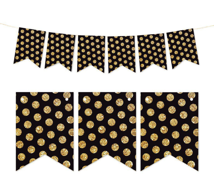 Pennant Party Banner Gold Glitter Polka Dots-Set of 1-Andaz Press-White-